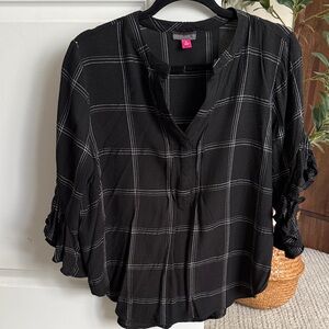 Vince Camuto Black Checkered Blouse